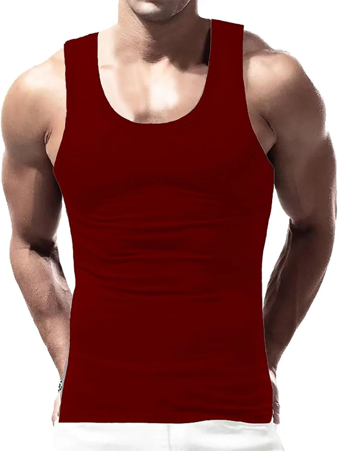 2 Pcs Men's Gym Workout Tank Tops Pack Dry Fit Sleeveless U Neck Gym Shirts Muscle Bodybuilding T Shirts Runing Tank Tops