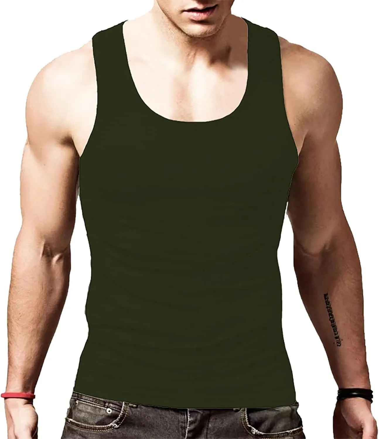 2 Pcs Men's Gym Workout Tank Tops Pack Dry Fit Sleeveless U Neck Gym Shirts Muscle Bodybuilding T Shirts Runing Tank Tops