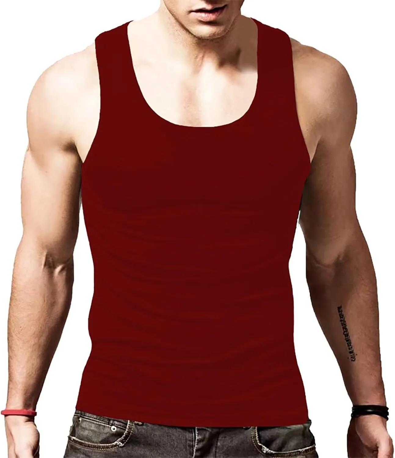 2 Pcs Men's Gym Workout Tank Tops Pack Dry Fit Sleeveless U Neck Gym Shirts Muscle Bodybuilding T Shirts Runing Tank Tops