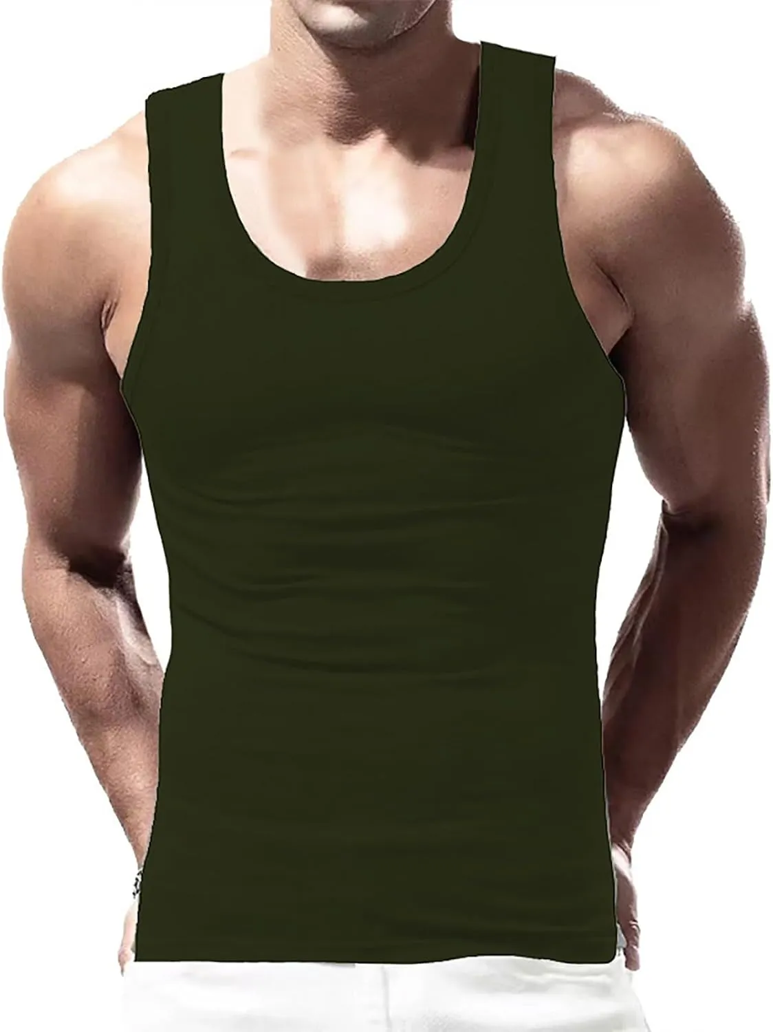 2 Pcs Men's Gym Workout Tank Tops Pack Dry Fit Sleeveless U Neck Gym Shirts Muscle Bodybuilding T Shirts Runing Tank Tops