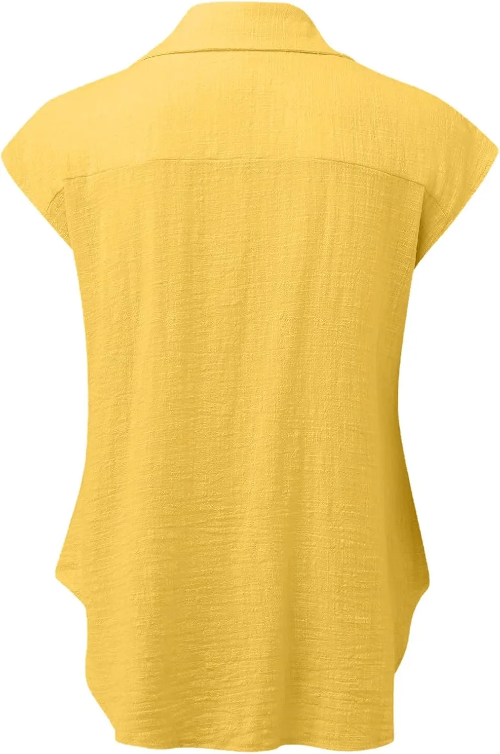 2024 Button Down Shirts for Women Lapel V Neck Dressy Linen Tops Summer Rollup Cap Sleeve Blouses Plus Size Tee Shirt