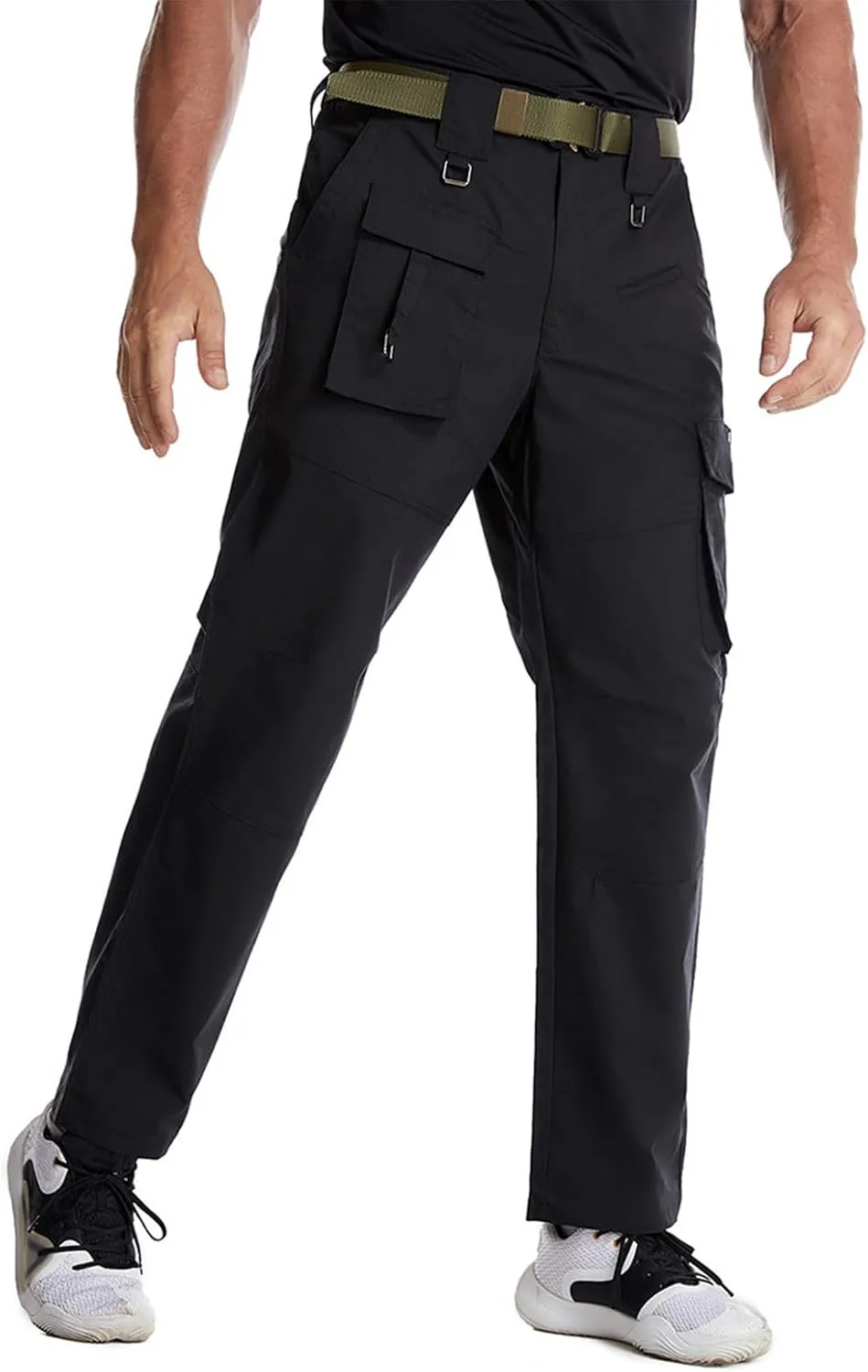 2025 Men's Cargo Sweatpants Water Resistant Ripstop Joggers Loose Fit Open Bottom Athletic Pants with Pockets