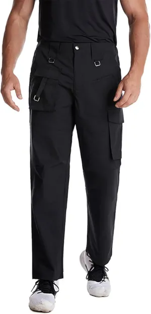 2025 Men's Cargo Sweatpants Water Resistant Ripstop Joggers Loose Fit Open Bottom Athletic Pants with Pockets