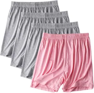 4 Pack Modal Soft Lounge Shorts for Women Plus Size High Waist Casual Sleepwear Bottom Comfy Pajama for Yoga Gym Sleep