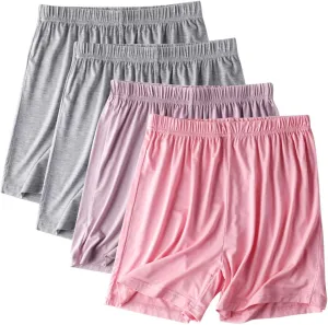 4 Pack Modal Soft Lounge Shorts for Women Plus Size High Waist Casual Sleepwear Bottom Comfy Pajama for Yoga Gym Sleep