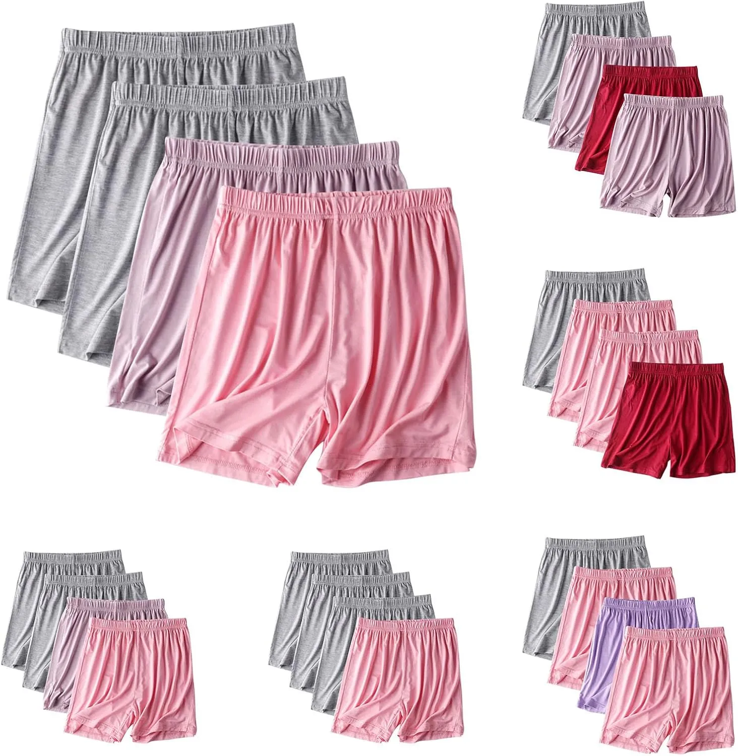 4 Pack Modal Soft Lounge Shorts for Women Plus Size High Waist Casual Sleepwear Bottom Comfy Pajama for Yoga Gym Sleep