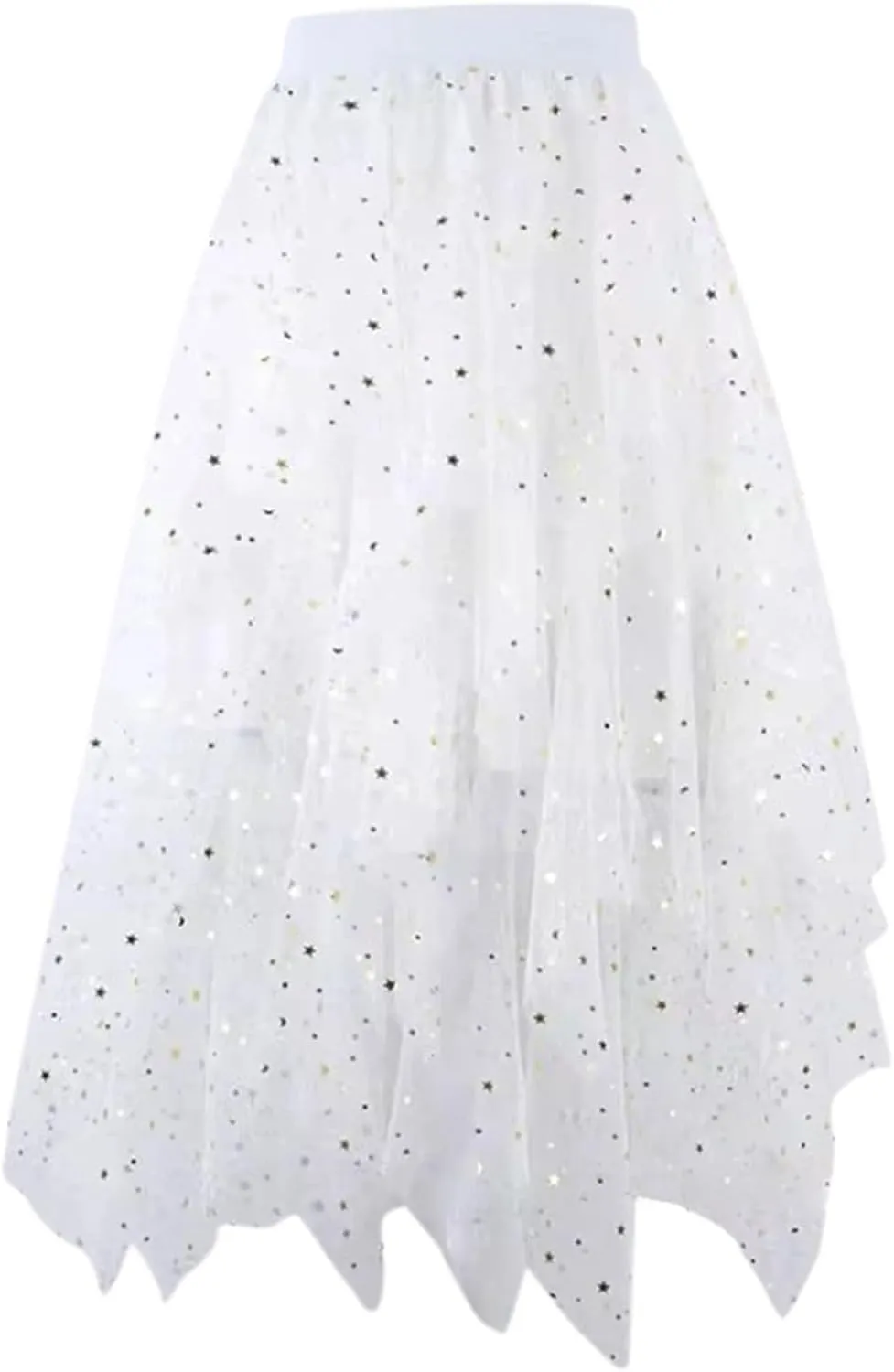 A Line Skirt for Women Trendy Flared High Elastic Waist Summer Casual Pleated Sheer Mesh Skirts Dance Clubwear