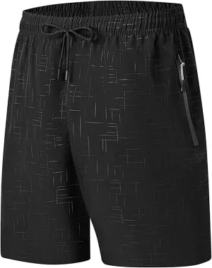 Active Sport Shorts for Men Baggy Bodybuilding Quick Dry Running Shorts Breathable Athletic Short with Zipper Pockets