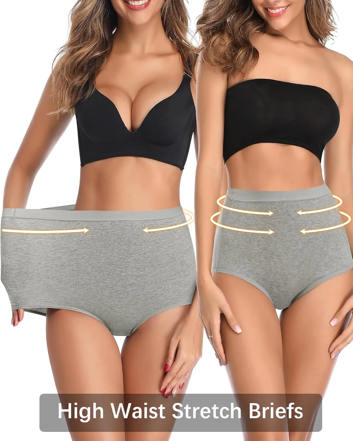 Annenmy High Waisted Panties Women's Cotton Underwear Full Coverage Briefs Soft Breathable Stretch Briefs Regular & Plus Size