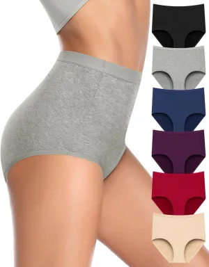 Annenmy High Waisted Panties Women's Cotton Underwear Full Coverage Briefs Soft Breathable Stretch Briefs Regular & Plus Size