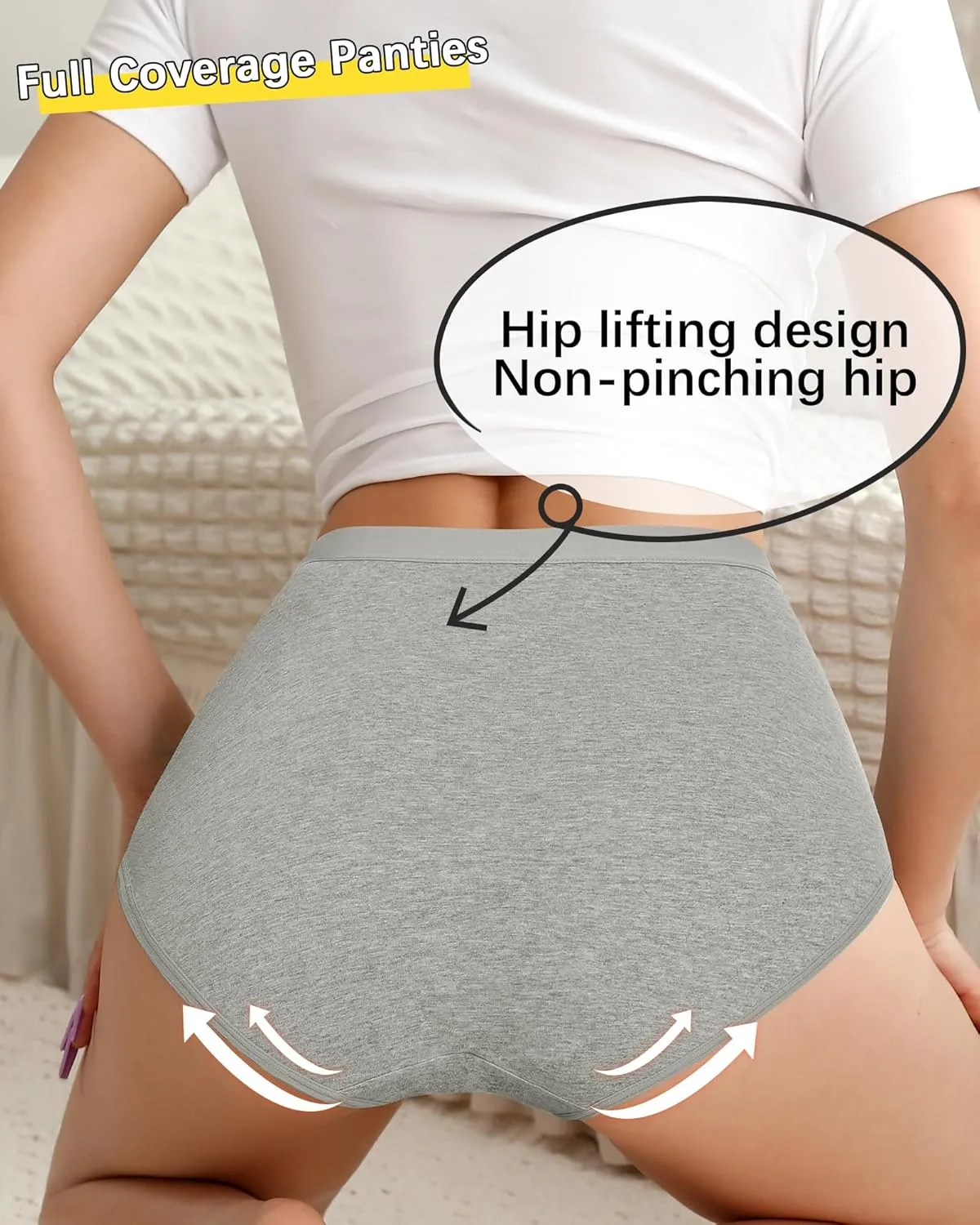 Annenmy High Waisted Panties Women's Cotton Underwear Full Coverage Briefs Soft Breathable Stretch Briefs Regular & Plus Size