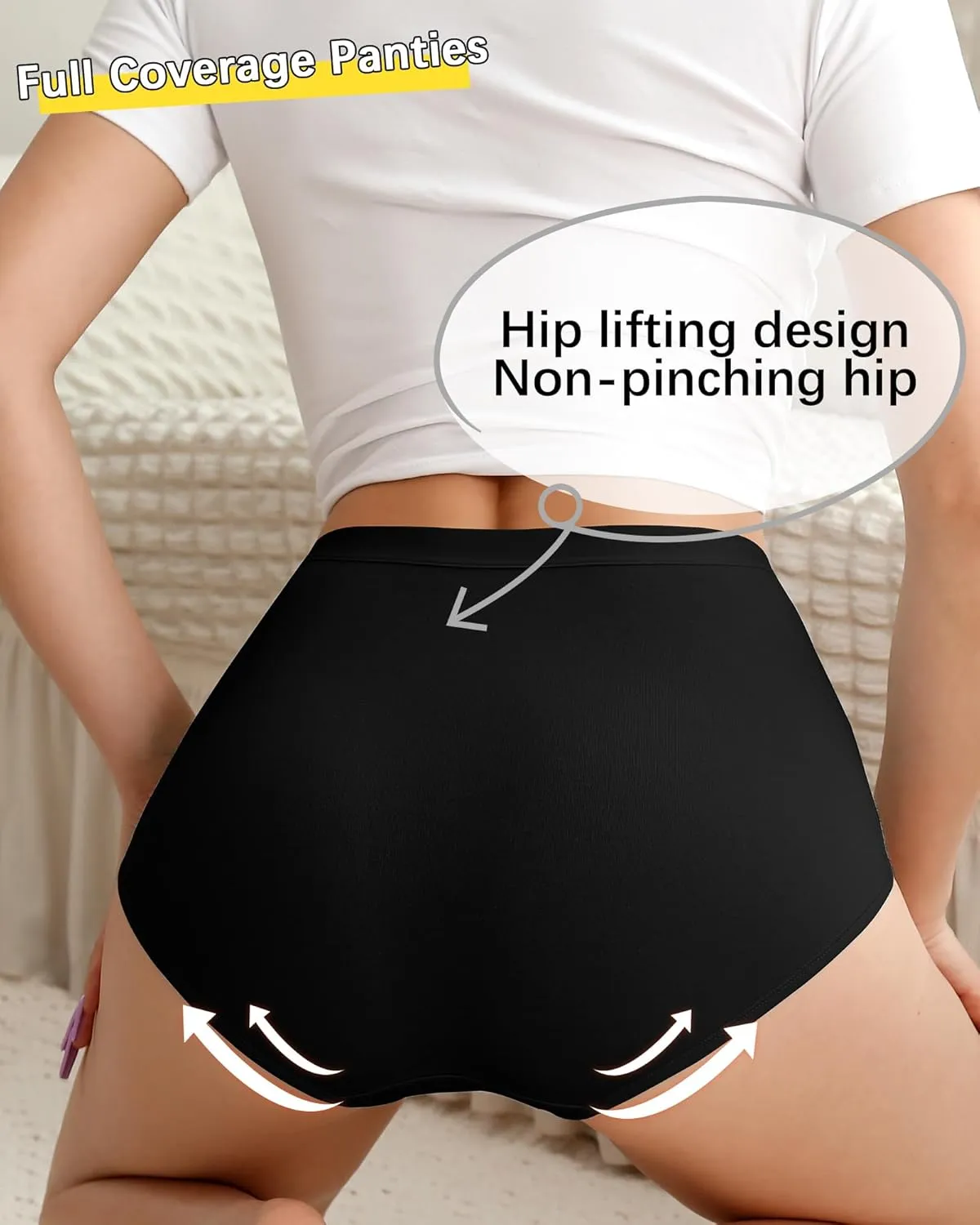 Annenmy High Waisted Panties Women's Cotton Underwear Full Coverage Briefs Soft Breathable Stretch Briefs Regular & Plus Size