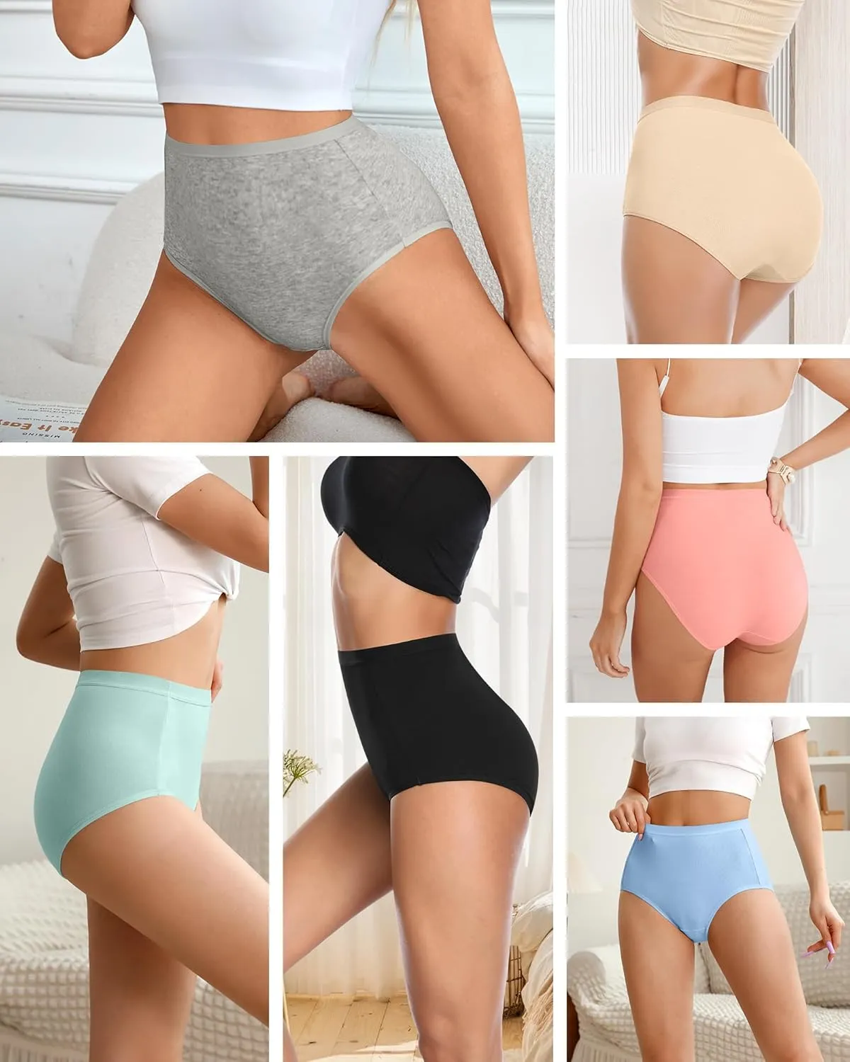 Annenmy High Waisted Panties Women's Cotton Underwear Full Coverage Briefs Soft Breathable Stretch Briefs Regular & Plus Size
