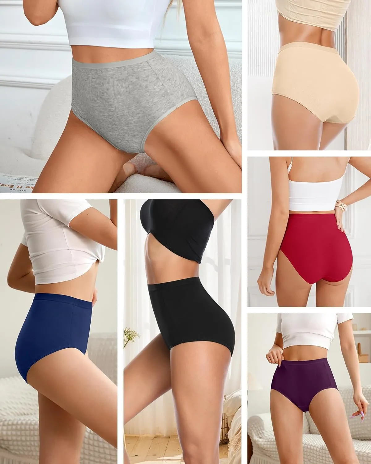 Annenmy High Waisted Panties Women's Cotton Underwear Full Coverage Briefs Soft Breathable Stretch Briefs Regular & Plus Size