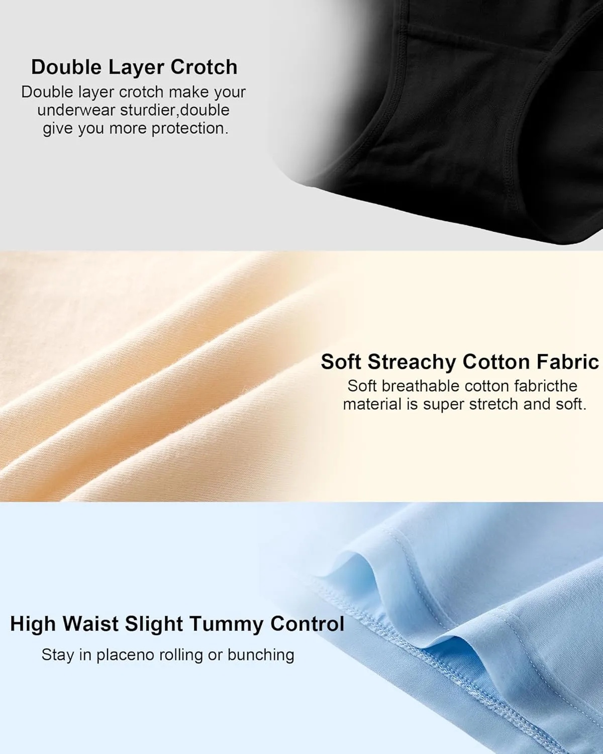 Annenmy High Waisted Panties Women's Cotton Underwear Full Coverage Briefs Soft Breathable Stretch Briefs Regular & Plus Size