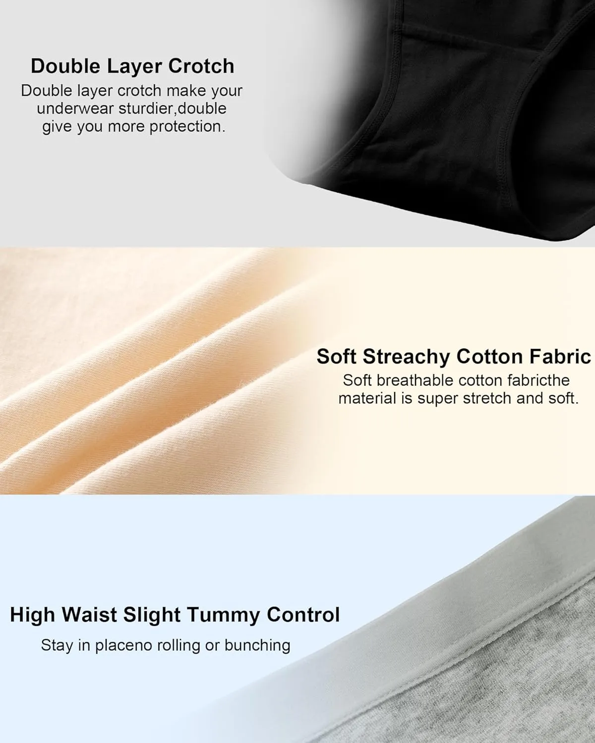 Annenmy High Waisted Panties Women's Cotton Underwear Full Coverage Briefs Soft Breathable Stretch Briefs Regular & Plus Size