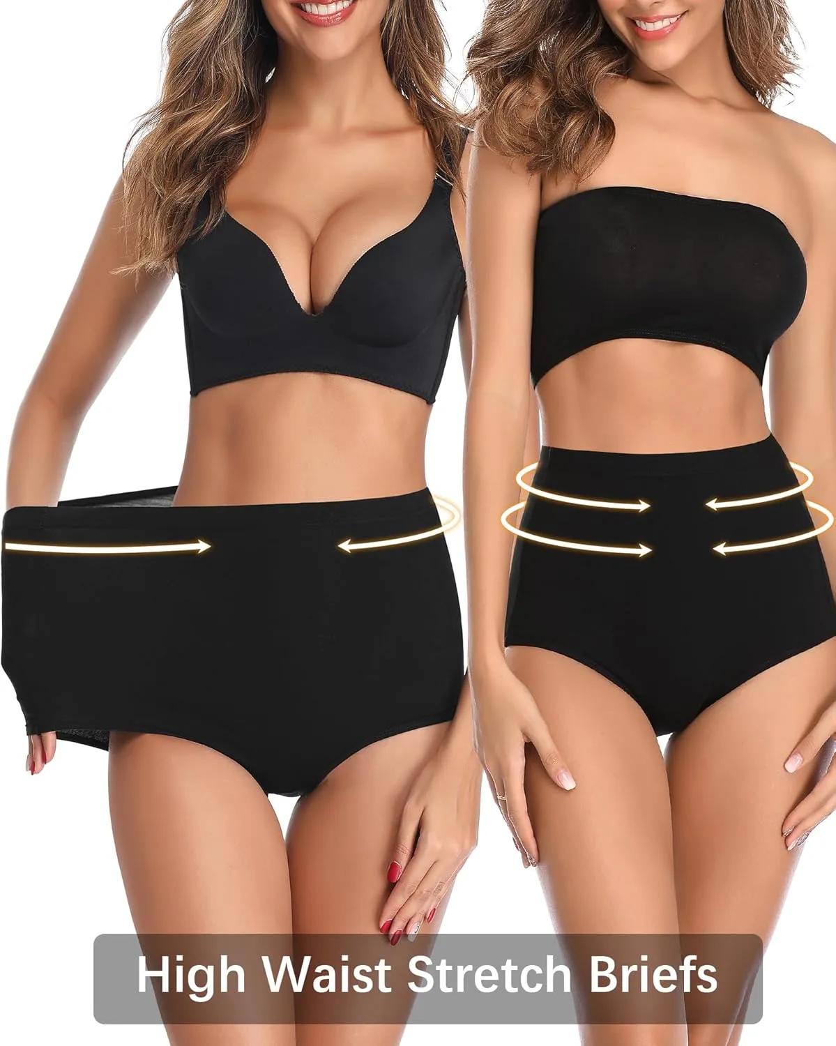 Annenmy High Waisted Panties Women's Cotton Underwear Full Coverage Briefs Soft Breathable Stretch Briefs Regular & Plus Size