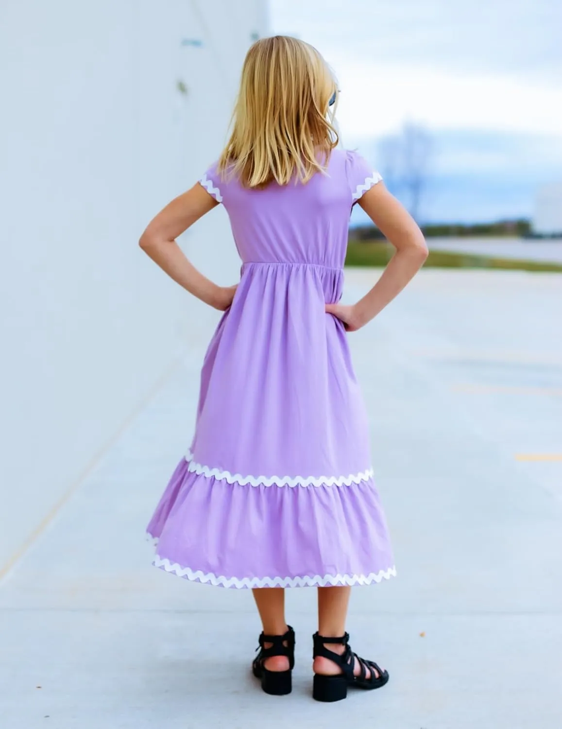 Arshiner Girls Summer Maxi Dresses Short Sleeve Casual Flowy Tiered Dress with Pockets for 4-14 Years
