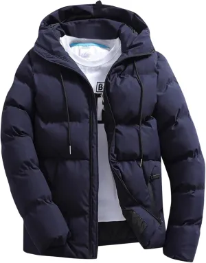 Big and Tall Padded Jacket for Men Thicken Puffer Coat with Hood Lightweight Parkas Stylish Winter Coats Bubble Coat