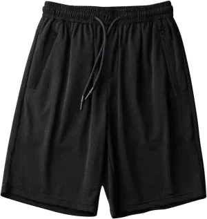 Big and Tall Shorts for Men Casual Breathable Mesh Quick Dry Solid Athletic Short Drawstring Elastic Waist Pants