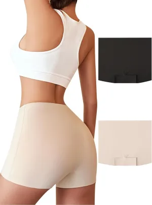 Boyshort Underwear for Women Seamless Boxer Briefs High Waisted Ladies Boyshorts Panties Full Coverage 2 Pack