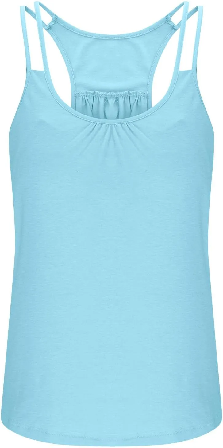 Camisole Tops for Women Workout Yoga Shirts Tank Tops Layer Workout Yoga Racerback Tank Tops with Built in Shelf Bra