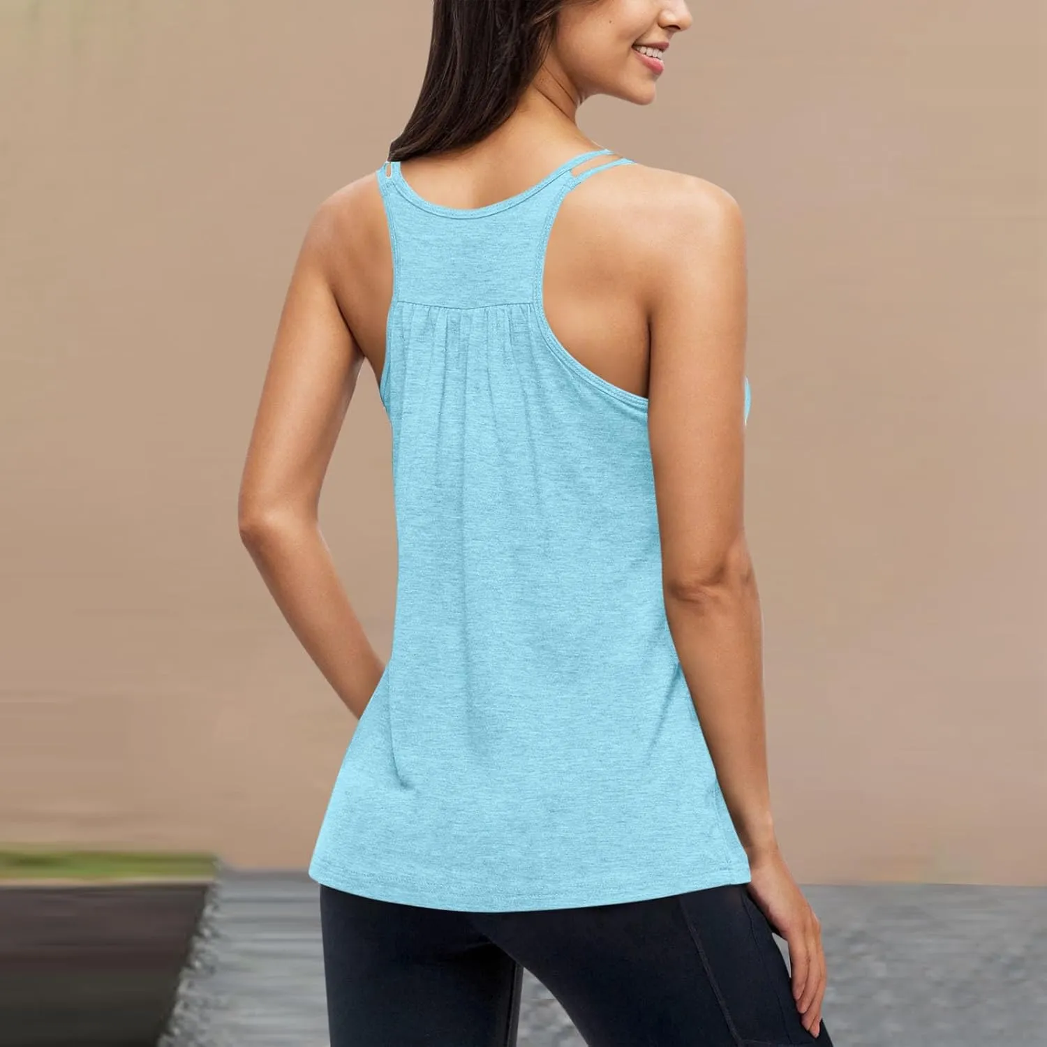Camisole Tops for Women Workout Yoga Shirts Tank Tops Layer Workout Yoga Racerback Tank Tops with Built in Shelf Bra