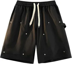 Cargo Shorts for Men Relaxed Fit Elastic Drawstring Shorts Summer Beach Fashion Athletic Outfits with Pockets