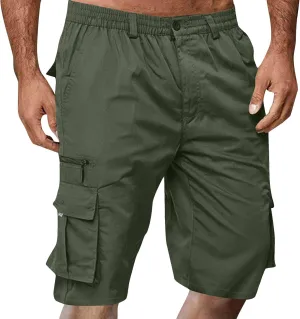 Cargo Shorts for Men Relaxed Lightweight Workout Shorts 2025 Summer Elastic Waist Zipper Golf Tactical SweatShorts