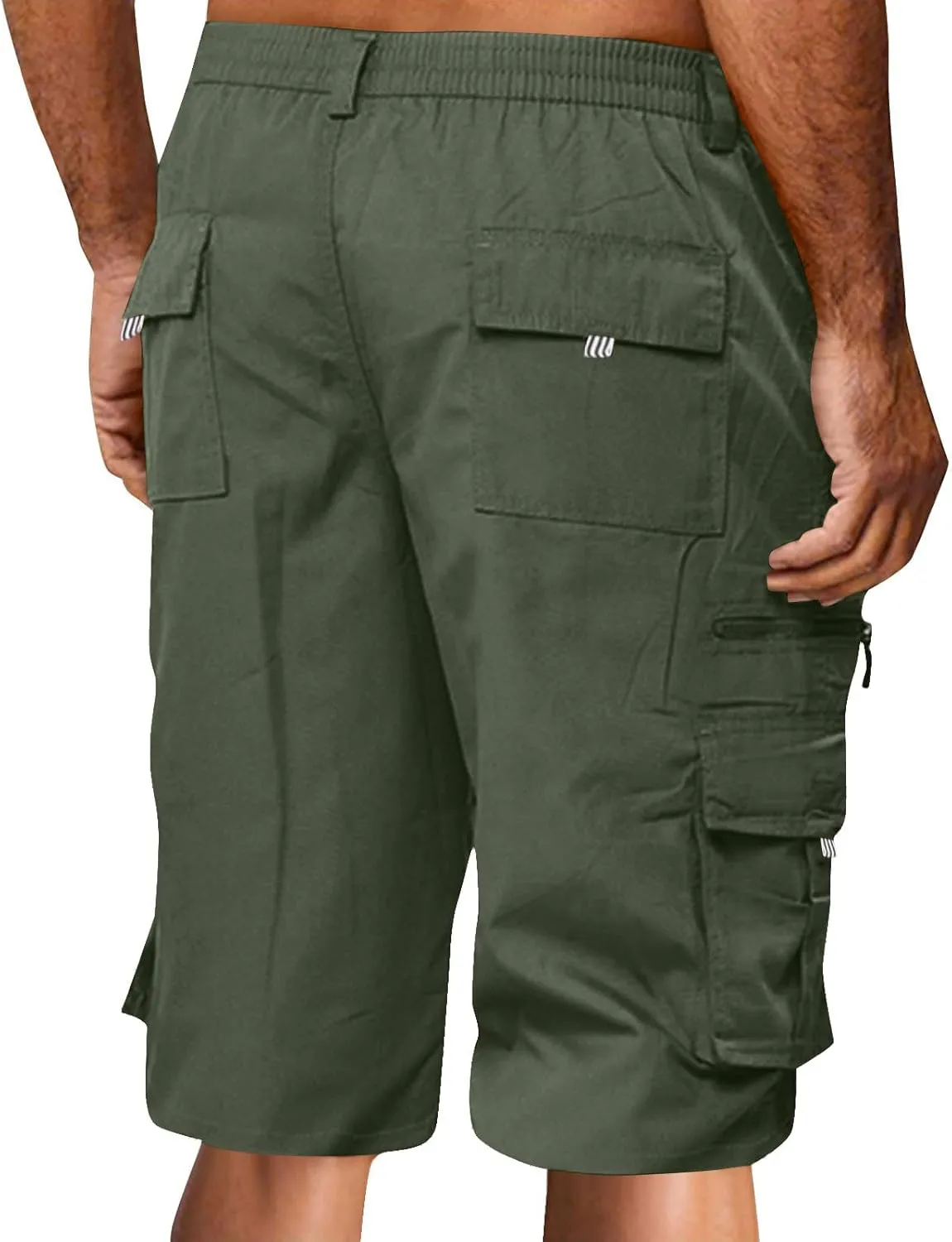 Cargo Shorts for Men Relaxed Lightweight Workout Shorts 2025 Summer Elastic Waist Zipper Golf Tactical SweatShorts