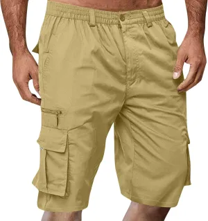 Cargo Shorts for Men Relaxed Lightweight Workout Shorts 2025 Summer Elastic Waist Zipper Golf Tactical SweatShorts