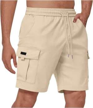 Cargo Shorts for Mens Elastic Waist Lightweight Stretchy Work Shorts Summer Casual Gym Workout Pants with Pockets