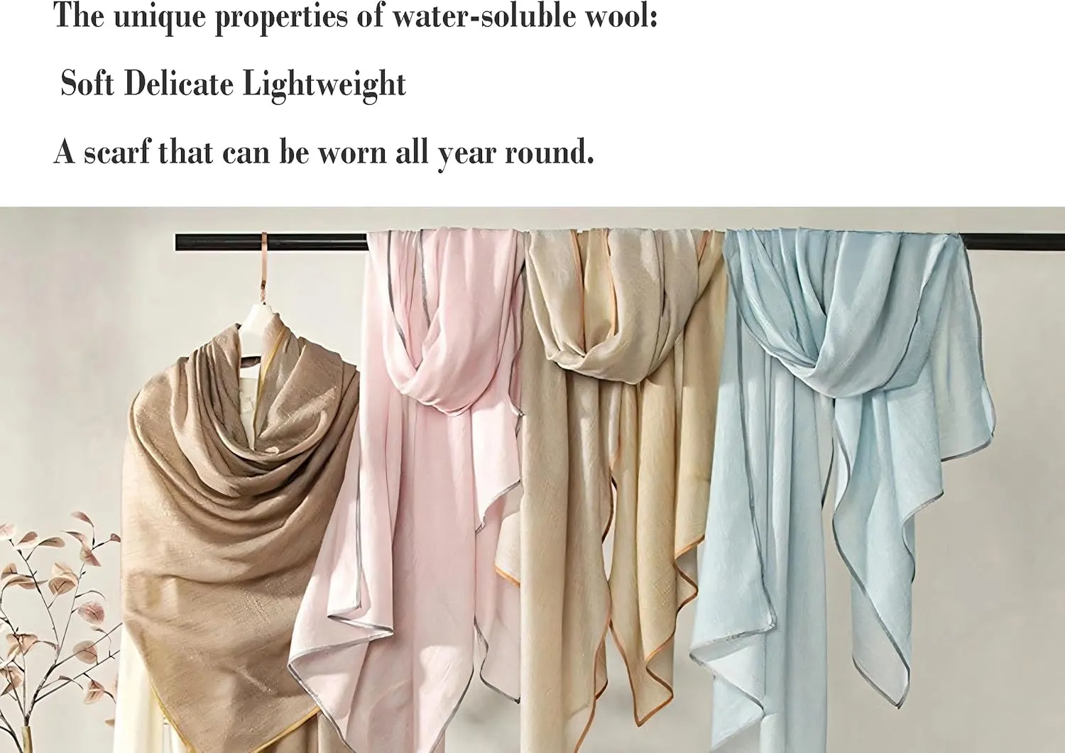Cashmere-soft lightweight wool scarf, Pashmina Shawls and Wraps for Evening Dresses Travel Office Wedding