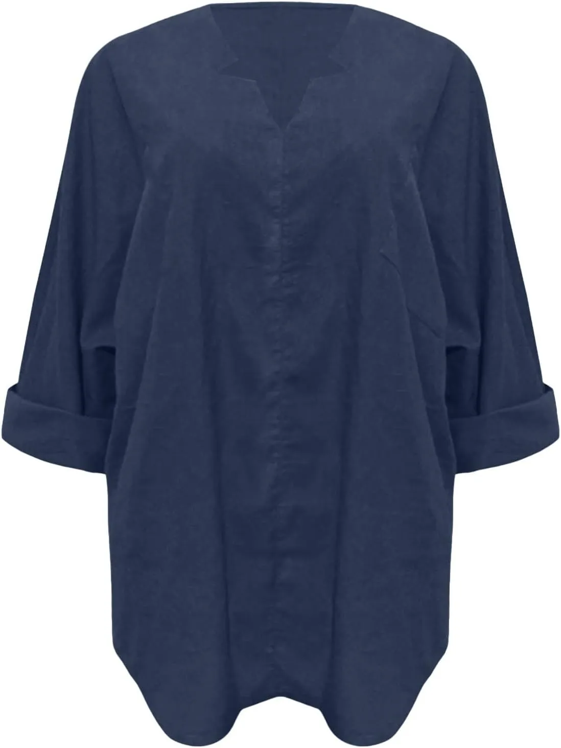 Ceboyel Women Cotton Linen Henley Shirts Oversized Long Sleeve Summer Tops V Neck Blouses Loose Fit Casual Outfits Clothing