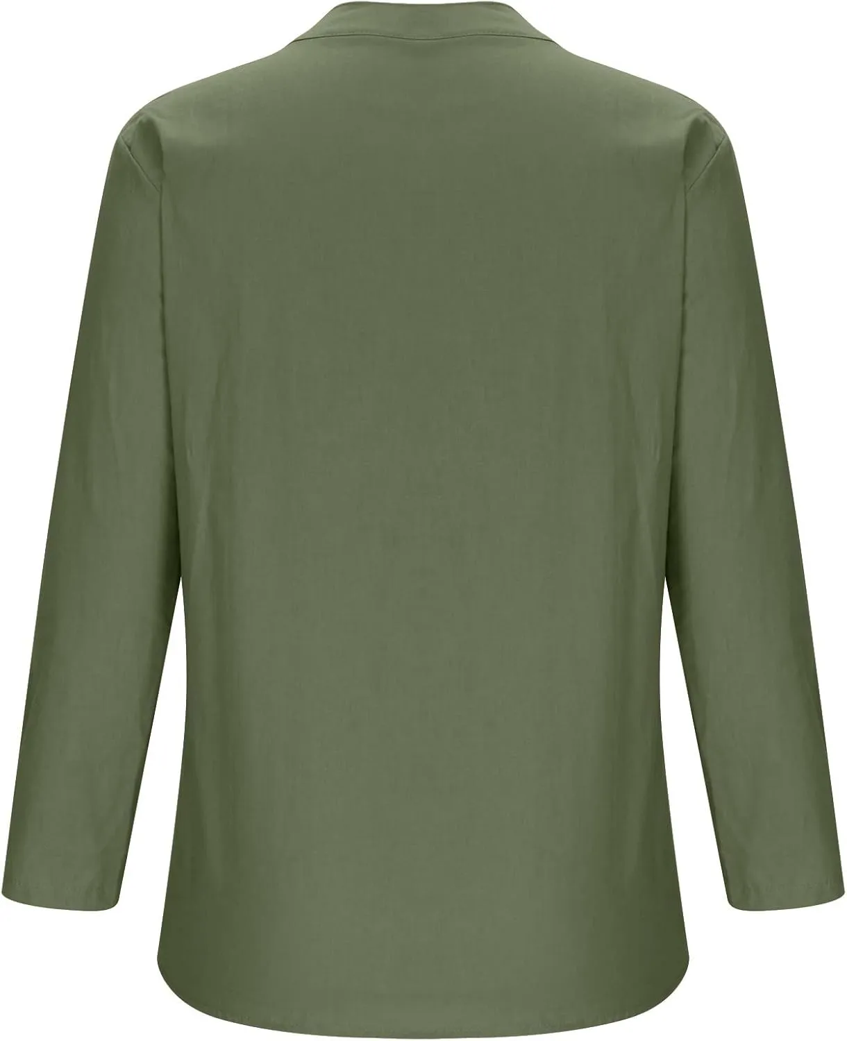 Ceboyel Womens Linen Tops 3/4 Sleeve Summer Blouse Solid Button Down Henley Shirts Tunic Boho Causal Ladies Outfits 2023