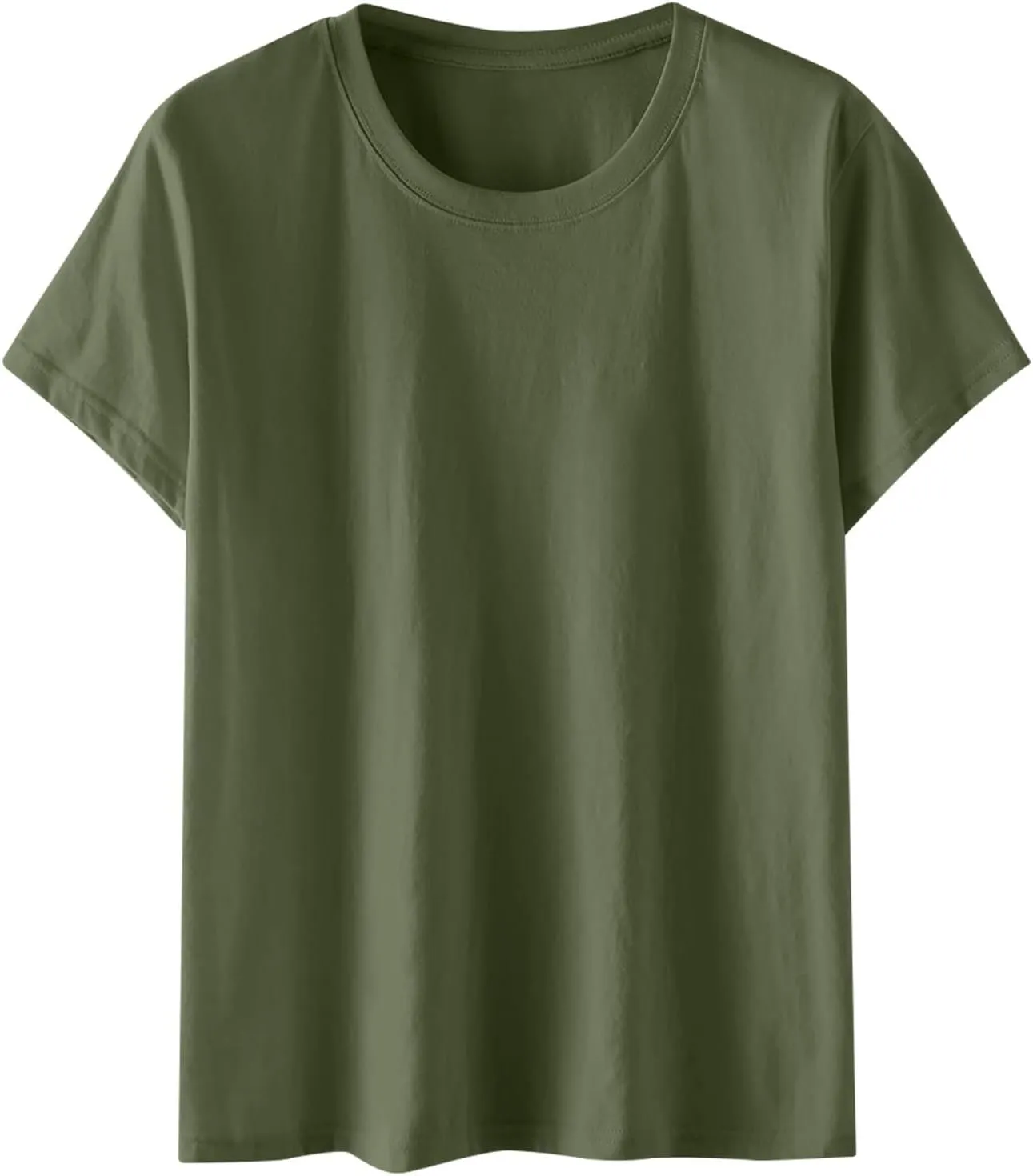 Ceboyel Womens Tshirts Cotton Loose Fit Short Sleeve Summer Blouses Solid Color Causal Tunic Tops Classic Crewneck Tees 2023