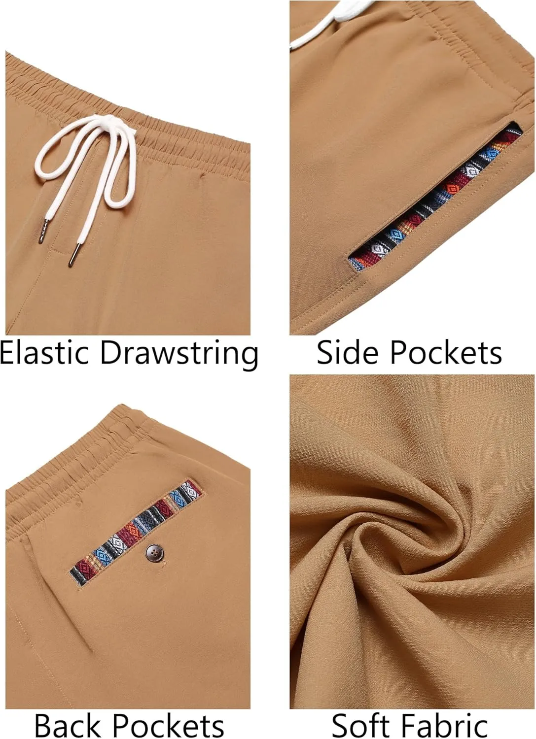 COOFANDY Mens Casual Shorts 5" Elastic Drawstring Shorts Summer Beach Athletic Shorts