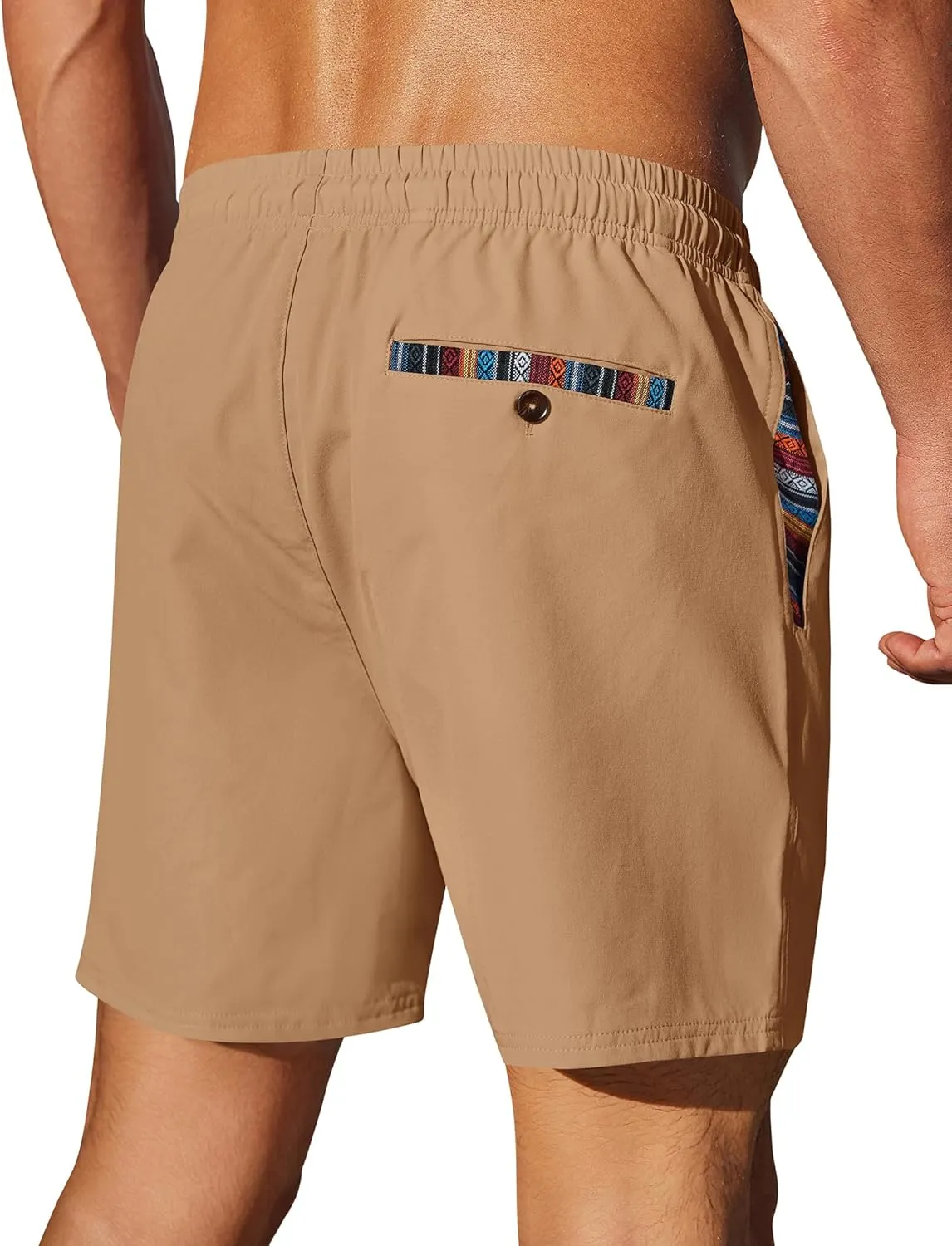 COOFANDY Mens Casual Shorts 5" Elastic Drawstring Shorts Summer Beach Athletic Shorts