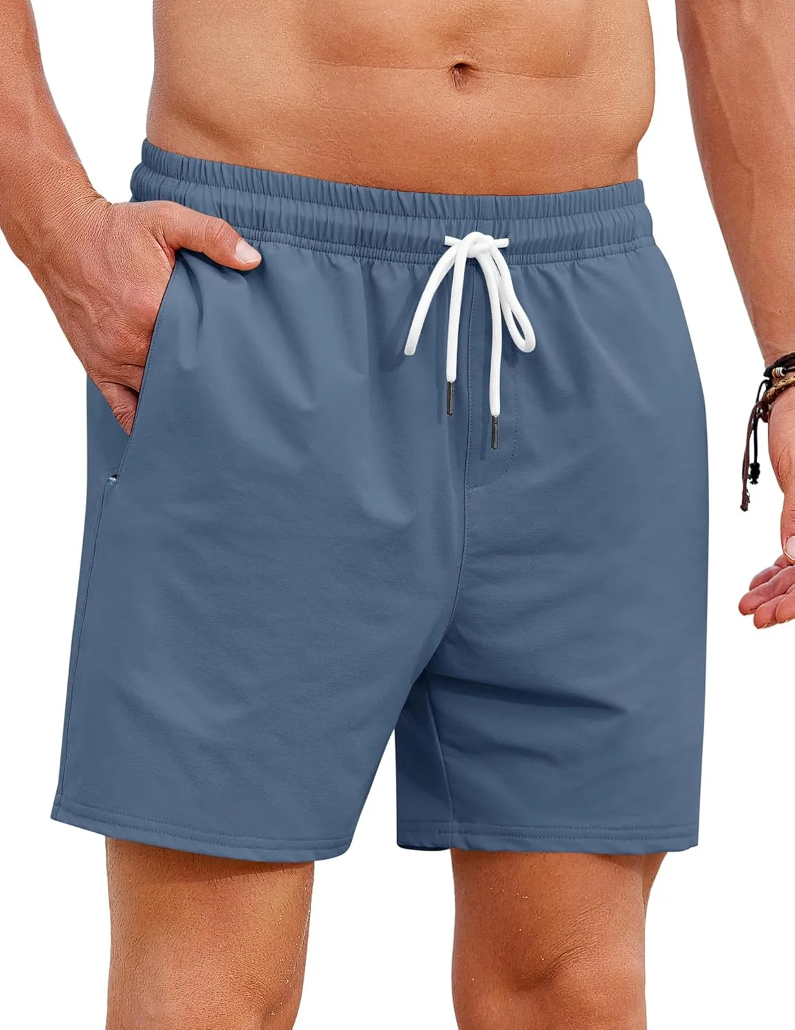 COOFANDY Mens Casual Shorts 5" Elastic Drawstring Shorts Summer Beach Athletic Shorts