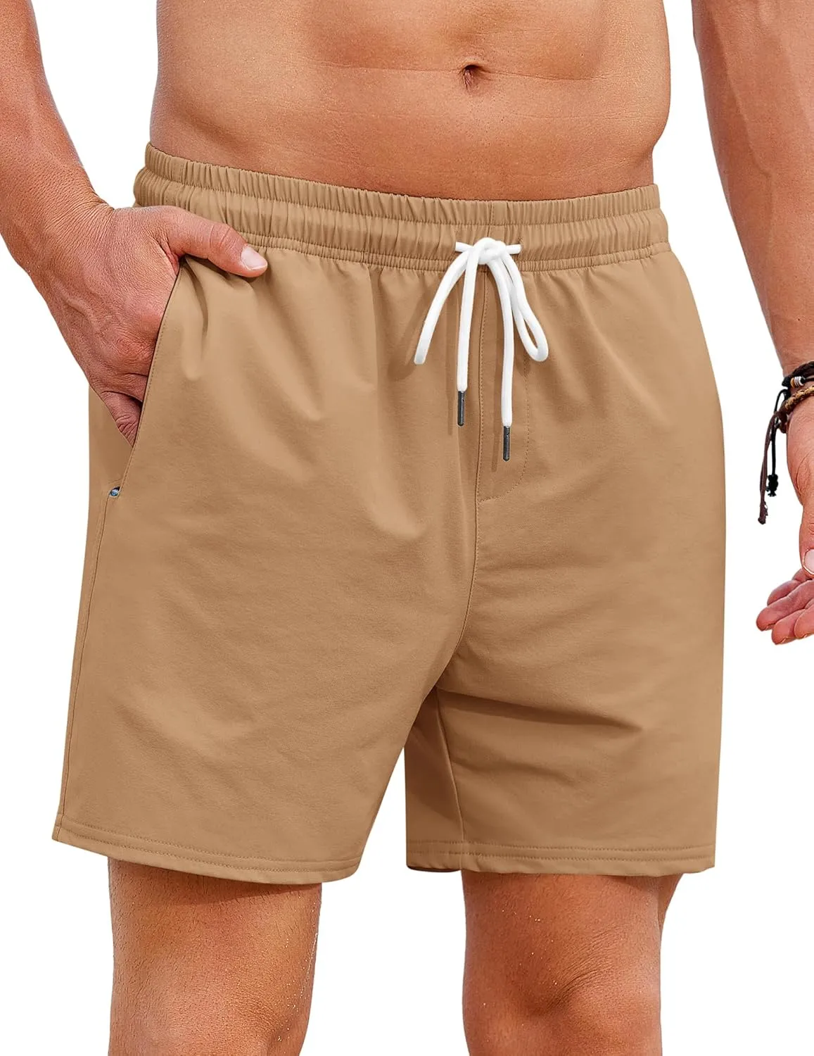 COOFANDY Mens Casual Shorts 5" Elastic Drawstring Shorts Summer Beach Athletic Shorts