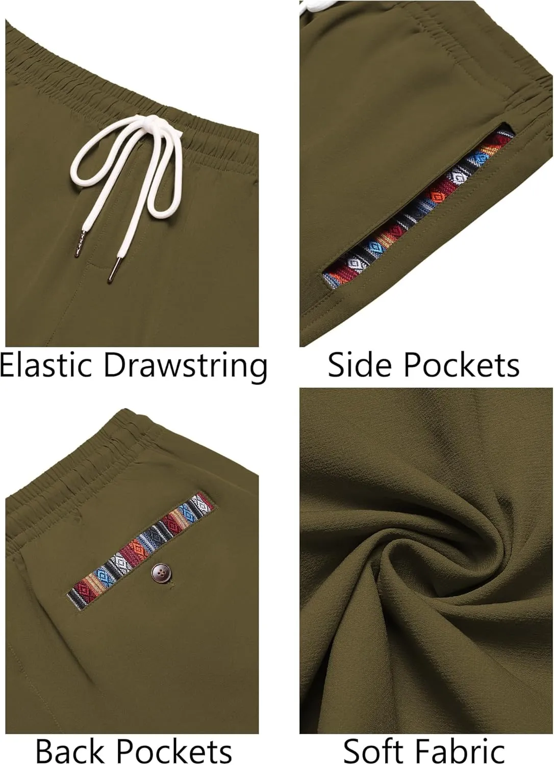 COOFANDY Mens Casual Shorts 5" Elastic Drawstring Shorts Summer Beach Athletic Shorts