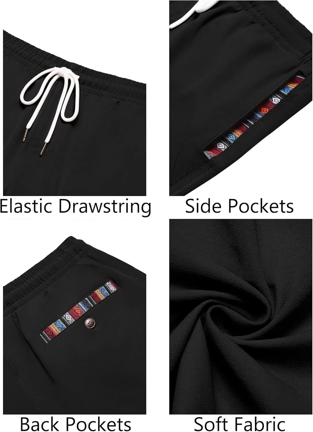 COOFANDY Mens Casual Shorts 5" Elastic Drawstring Shorts Summer Beach Athletic Shorts