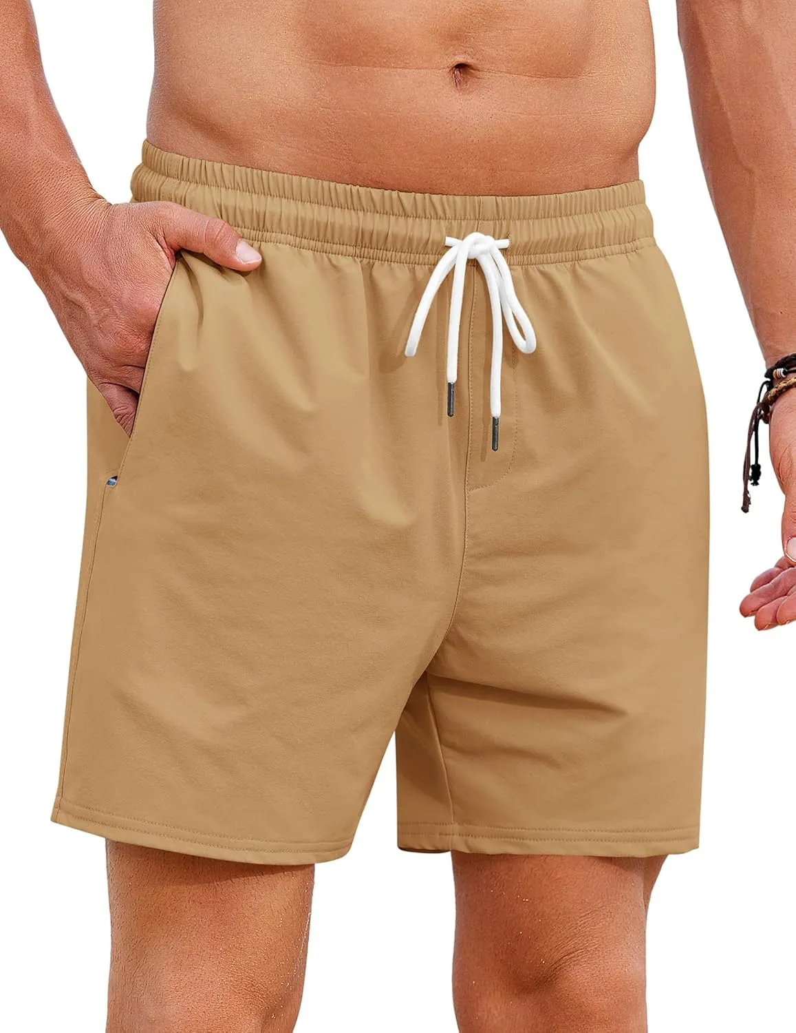 COOFANDY Mens Casual Shorts 5" Elastic Drawstring Shorts Summer Beach Athletic Shorts