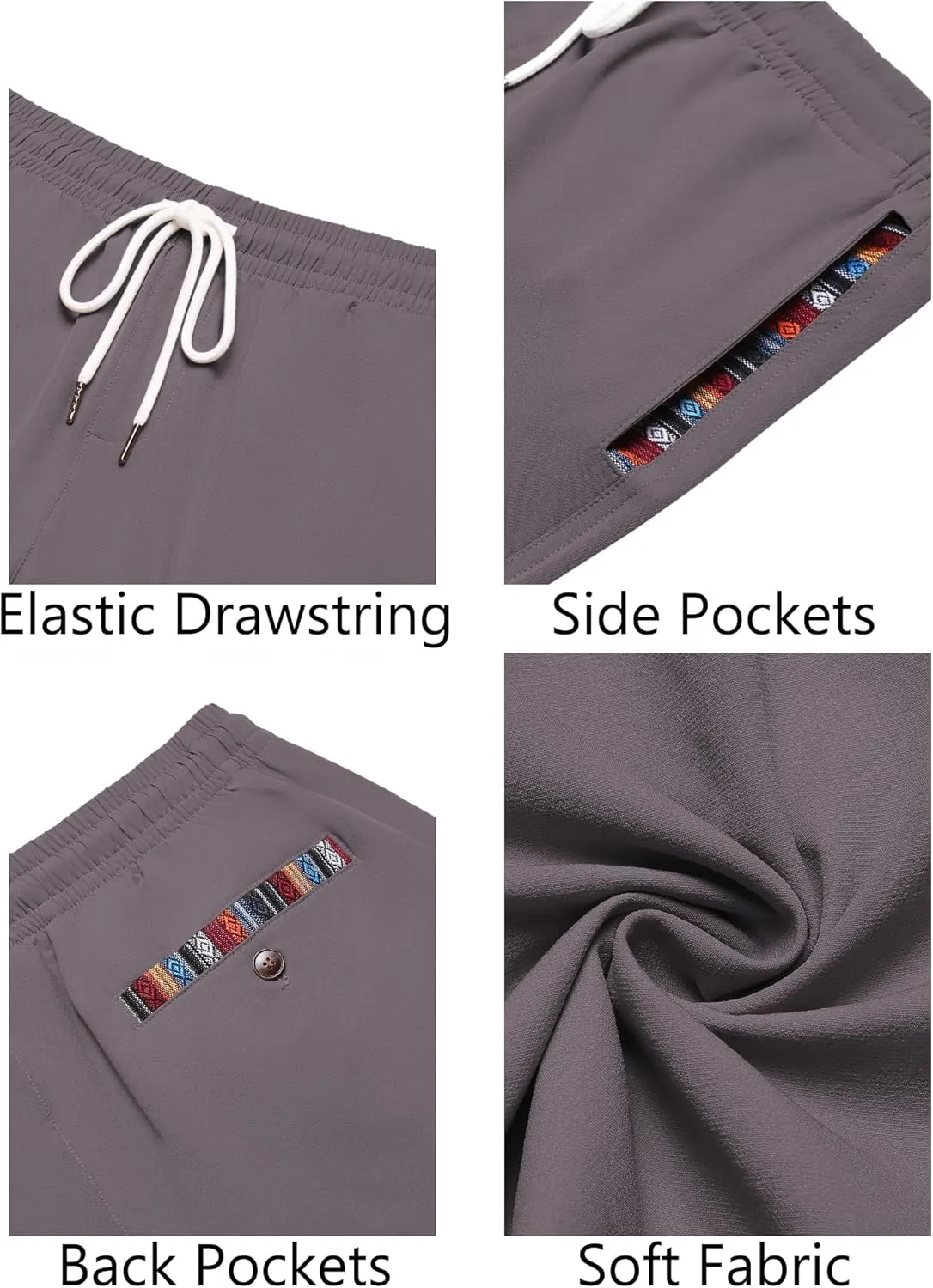 COOFANDY Mens Casual Shorts 5" Elastic Drawstring Shorts Summer Beach Athletic Shorts