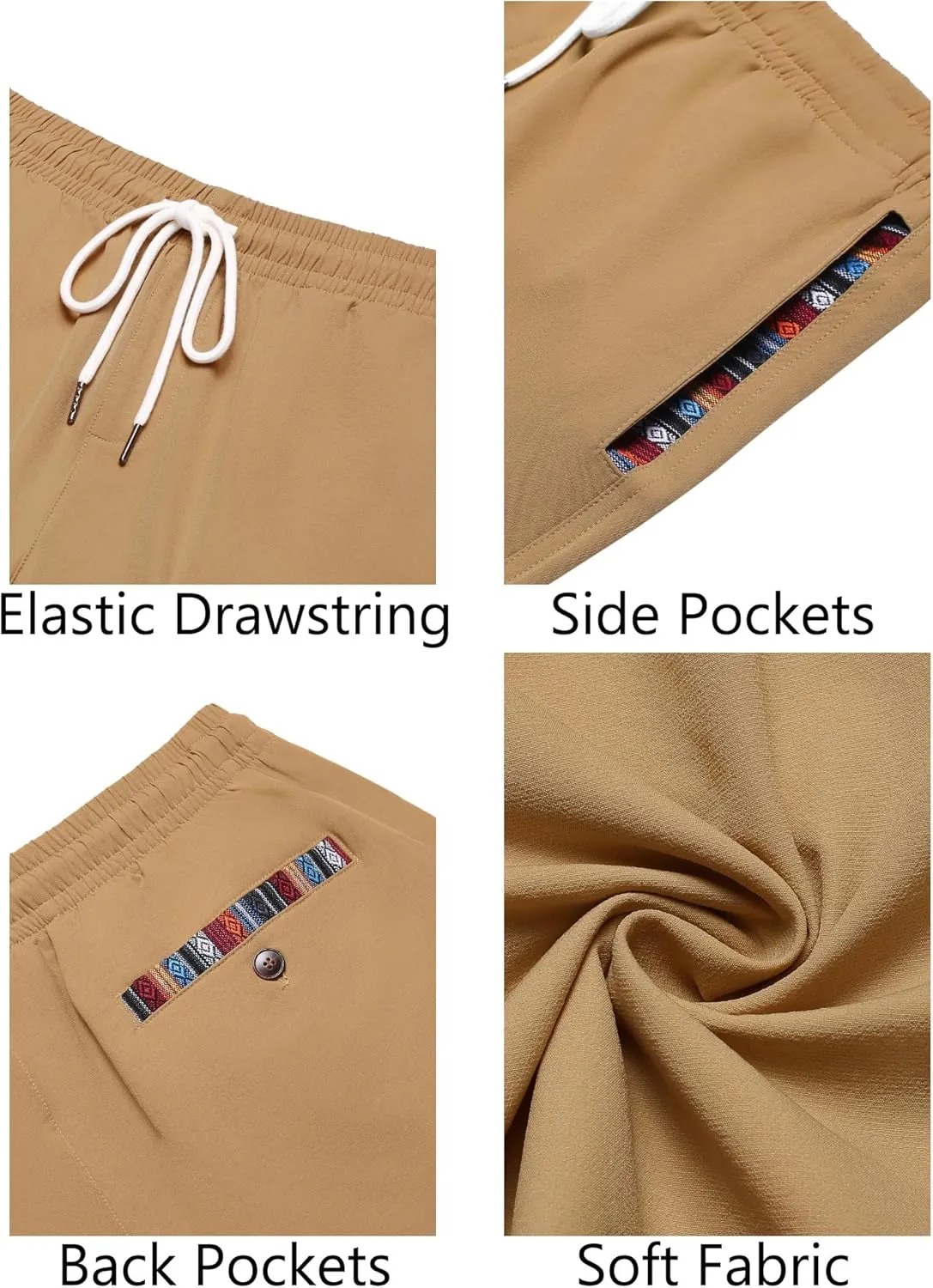 COOFANDY Mens Casual Shorts 5" Elastic Drawstring Shorts Summer Beach Athletic Shorts