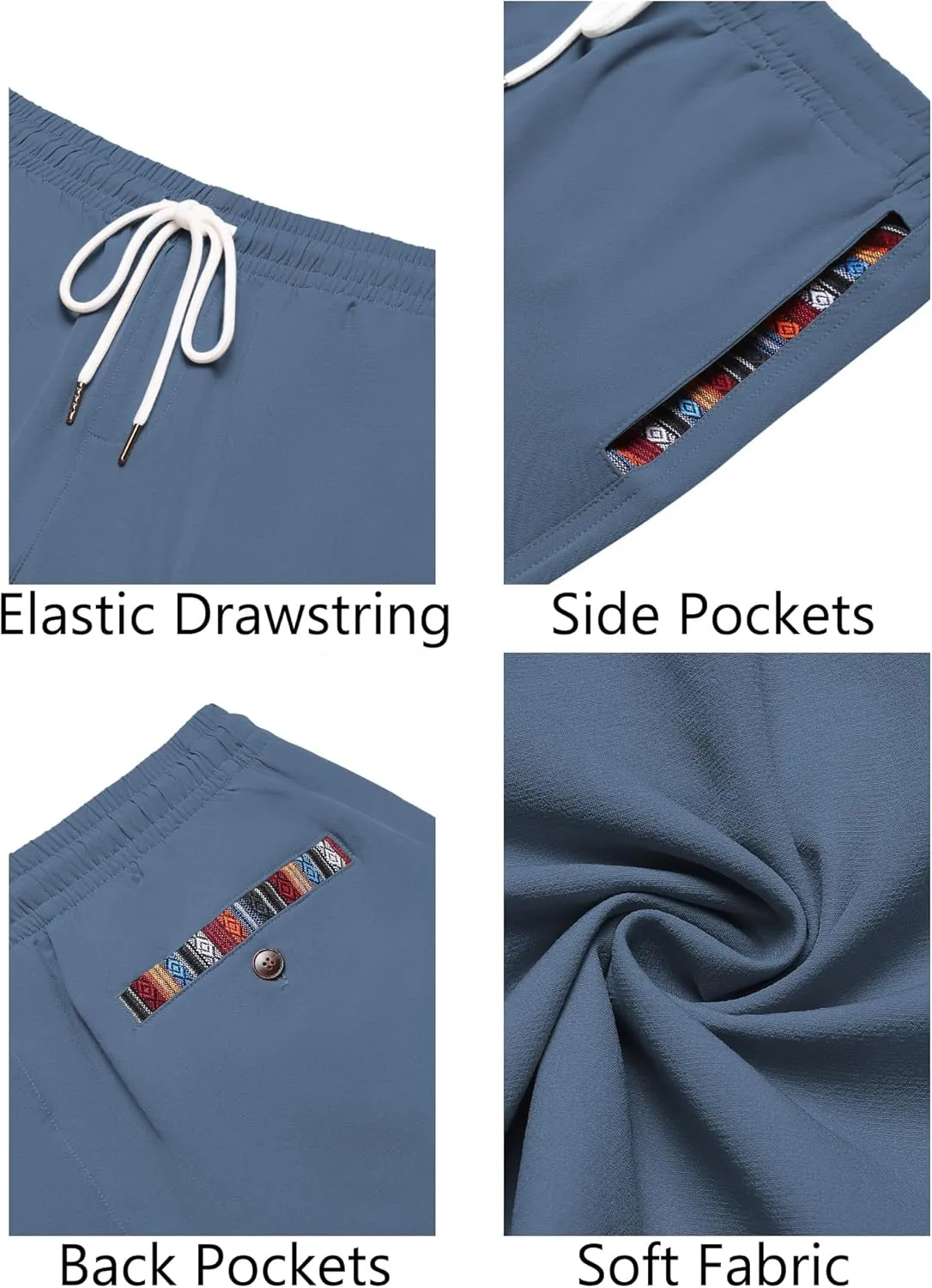 COOFANDY Mens Casual Shorts 5" Elastic Drawstring Shorts Summer Beach Athletic Shorts