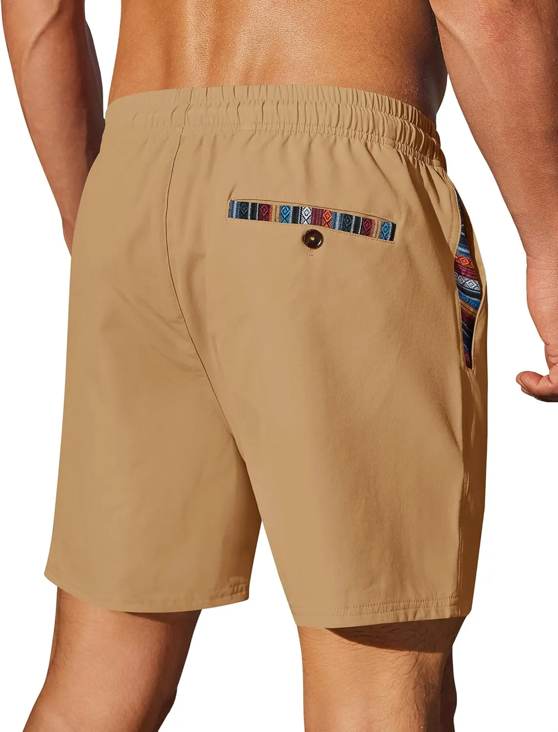 COOFANDY Mens Casual Shorts 5" Elastic Drawstring Shorts Summer Beach Athletic Shorts
