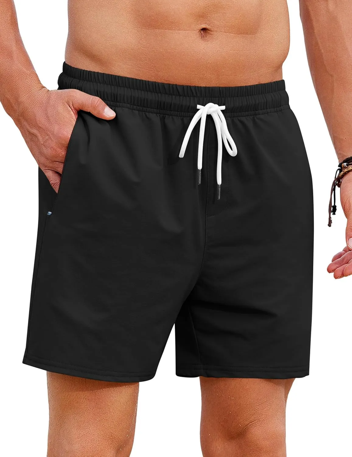 COOFANDY Mens Casual Shorts 5" Elastic Drawstring Shorts Summer Beach Athletic Shorts