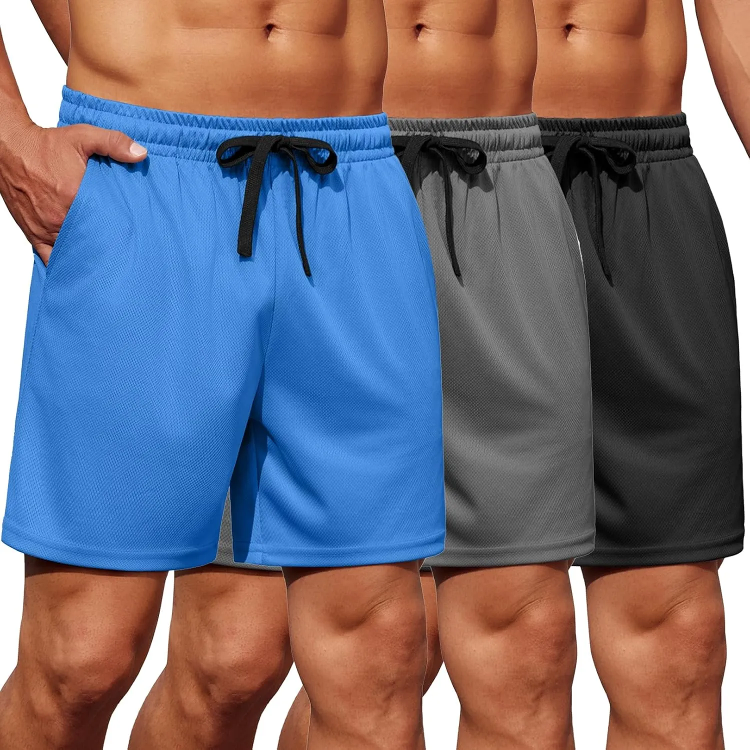 COOFANDY Men's Gym Shorts 3 Pack Mesh Athletic Workout Shorts Lightweight Quick Dry Drawstring Shorts with Pockets