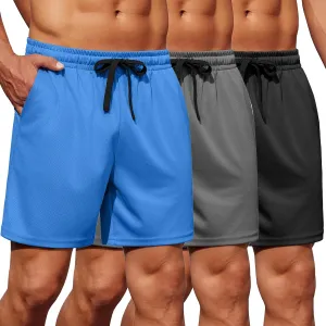 COOFANDY Men's Gym Shorts 3 Pack Mesh Athletic Workout Shorts Lightweight Quick Dry Drawstring Shorts with Pockets